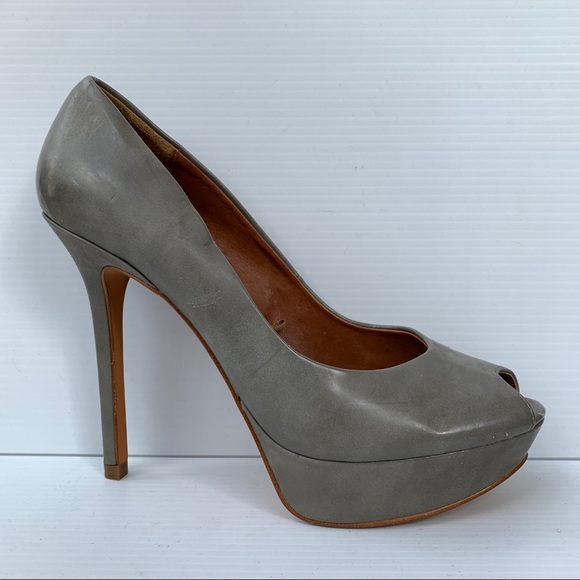Zara Gray Peeptoe Heels - Picture 7 of 8